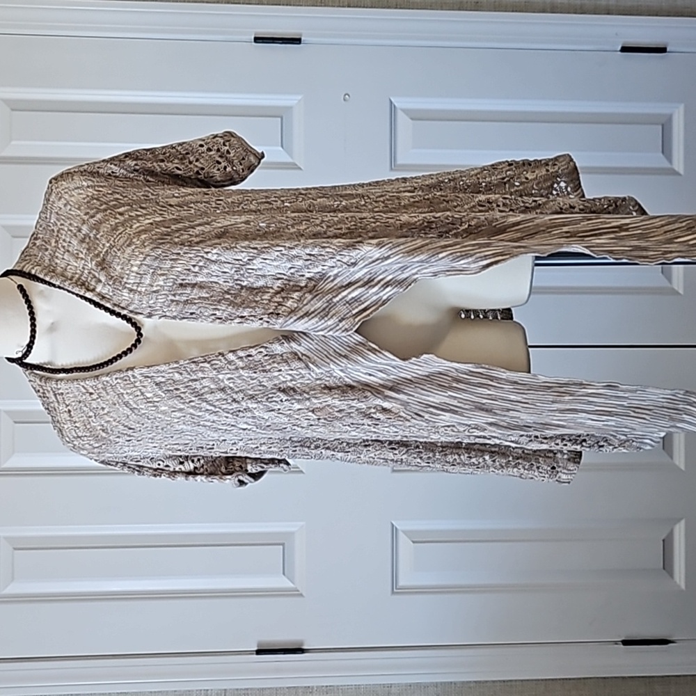 Kensie Cardigan Taupe & White Size S